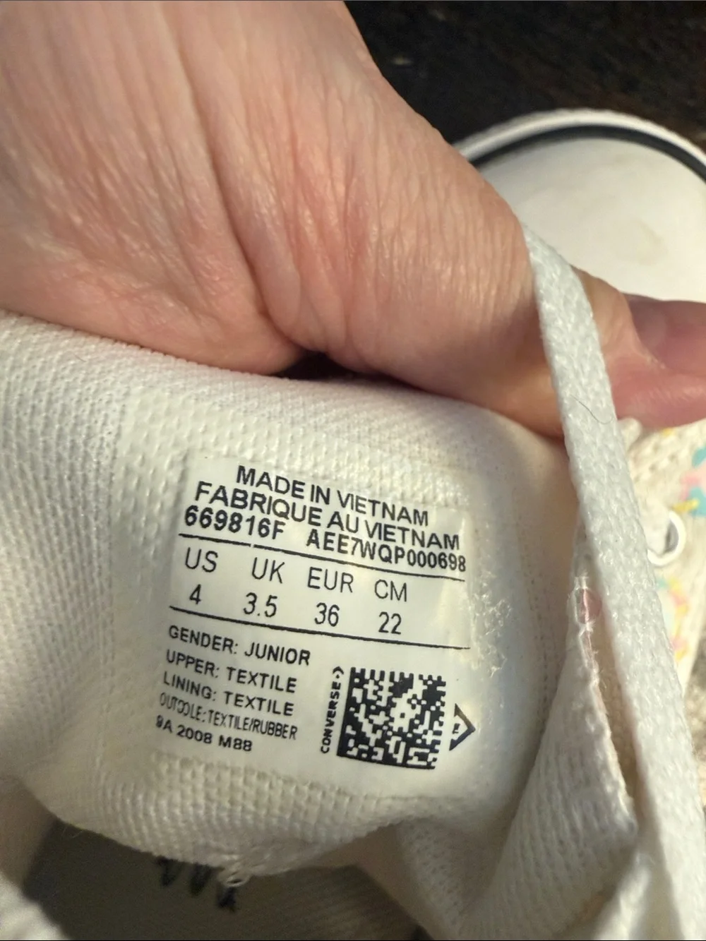 Converse Kids High-Top Sneakers in White with Pink & Teal Unicorns